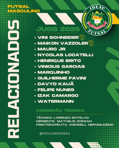 IDEAU Futsal entra em quadra neste sábado em busca de vaga nas semifinais dos JUGs