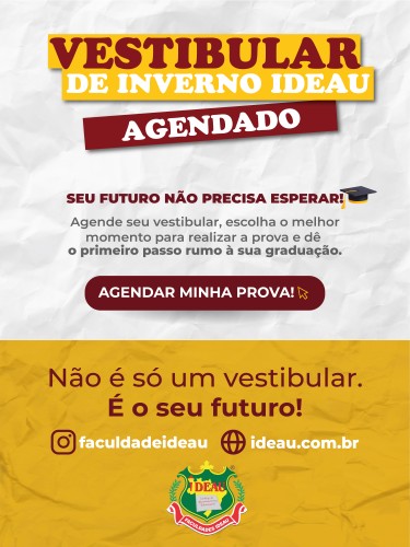 Faculdades IDEAU abrem inscrições para o Vestibular de Inverno Agendado